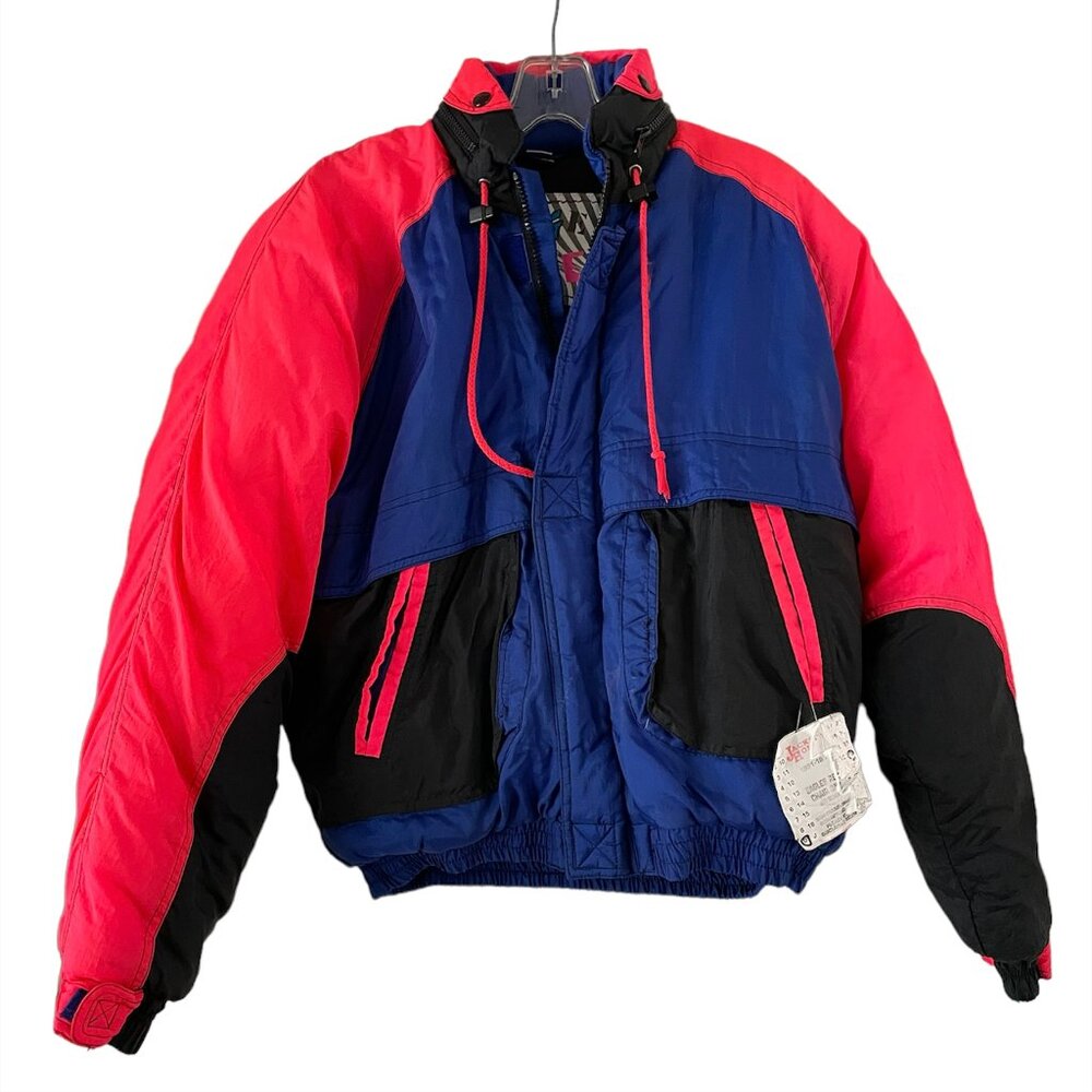 Vintage Color Block Puffer Jacket Winter Puffy Ski Coat YOUTH XL Edge Zone 90s